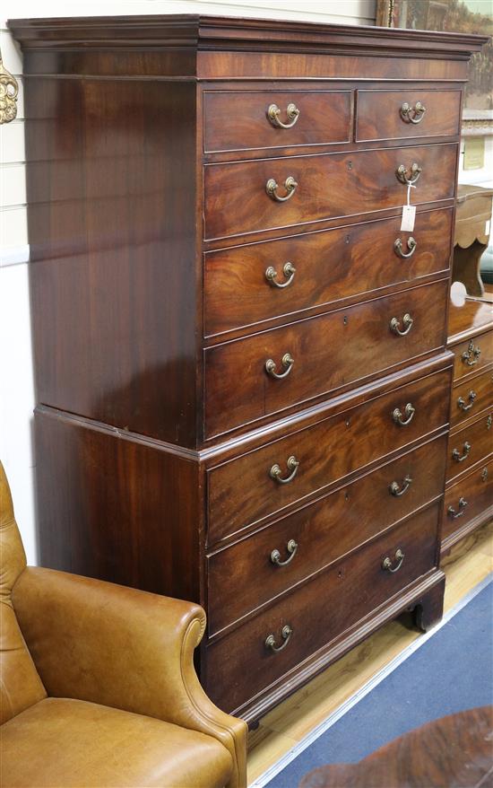 A George III mahogany chest on chest W.125cm